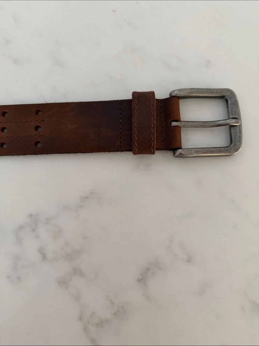 Classic Brown Leather Men's Belt with Metal Buckle